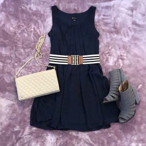 BCX Navy Blue Dress With Belt